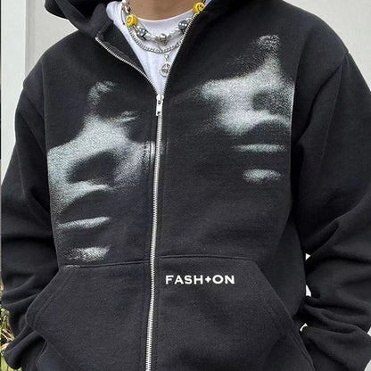 Unisex Face Zip Hoodie